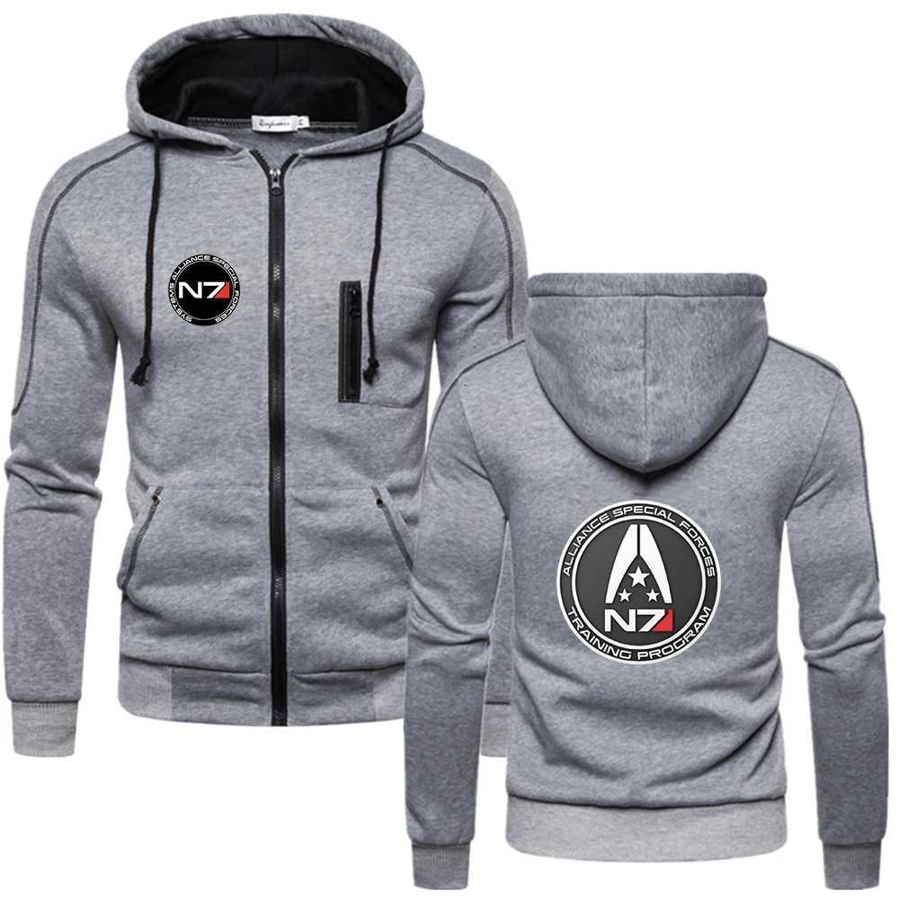 2025 Spring Autumn N7 Mass Effect Print Mens Popular Cardigan Solid Color Classic Hooded Sweatshirts Comfortable Casual Hoodies W251021