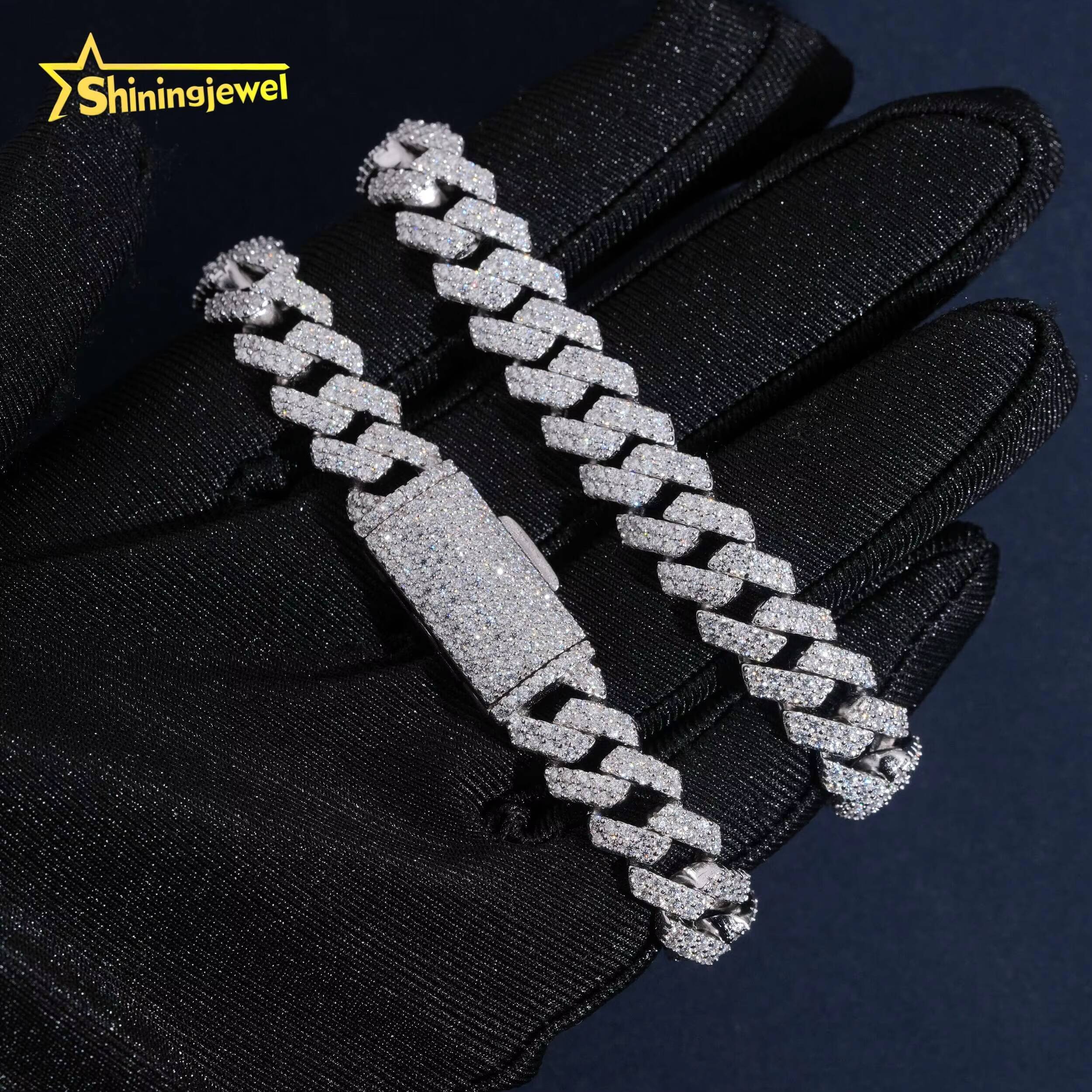 USA Local Stock Iced Out Diamond Fast Ship Custom Bracelet Hip Hop Jewelry 925 Silver VVS Moissanite Shining Cuban Link Bracelet
