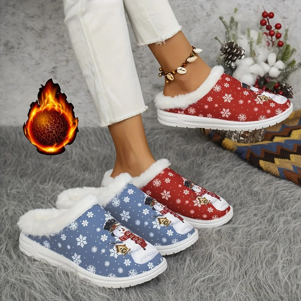 Winter Womens Slippers Christmas Holiday Cozy Home Shoes Non Slip Thick Warm Fuzzy Slippers Lightweight Comfortable 251021