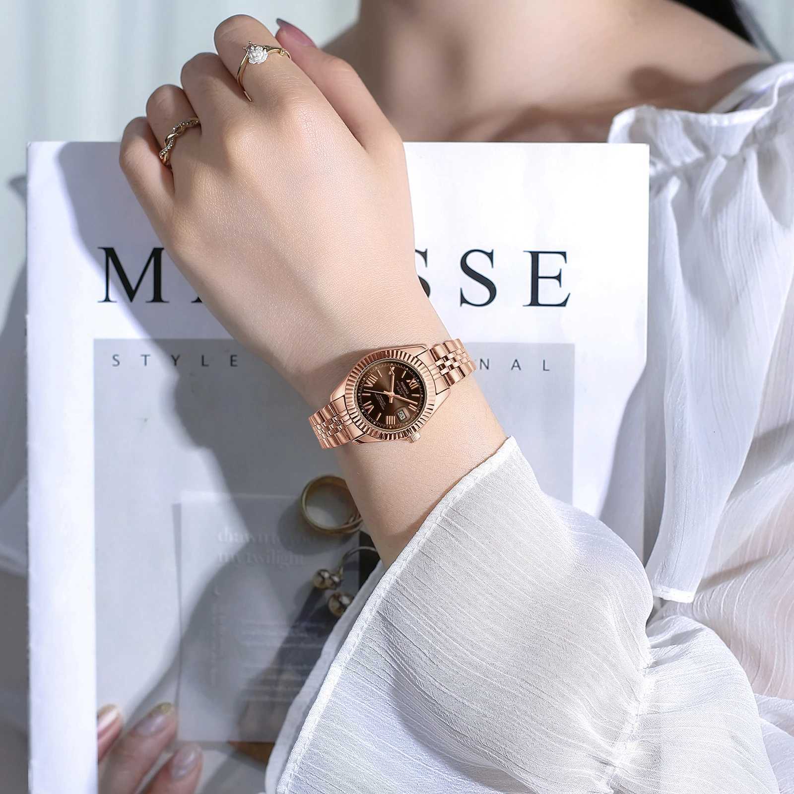 NIBOSI Womens Analog Quartz Waterproof Ladies Wrist es with Date Dainty Gold Fashion Luxury Stainl SteelXJ251021