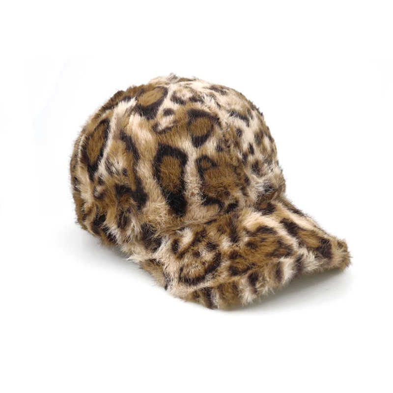 Autumn Winter Baseball Cap Leopard Print Fashion Plush Warm Duckbill Cap Casual Versatile Street Style Trendy Hat H251020