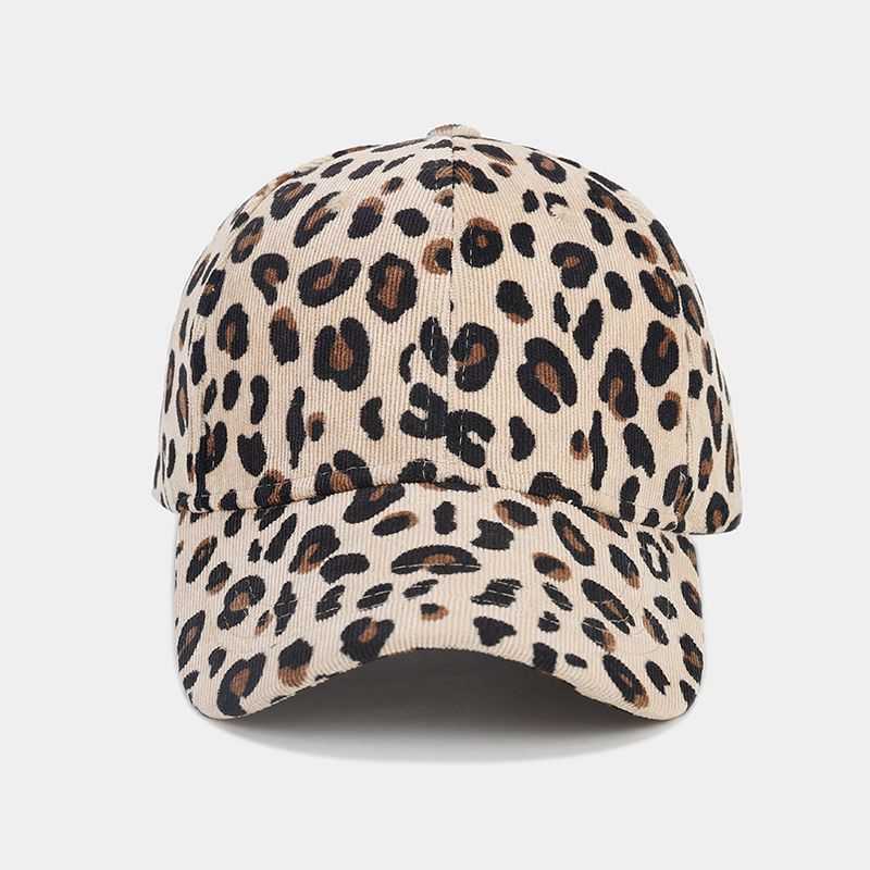 New Leopard Print Corduroy Baseball Cap for Women Trendy Fashion Curved Brim Duckbill Cap Artistic Casual Sun Hat H251020