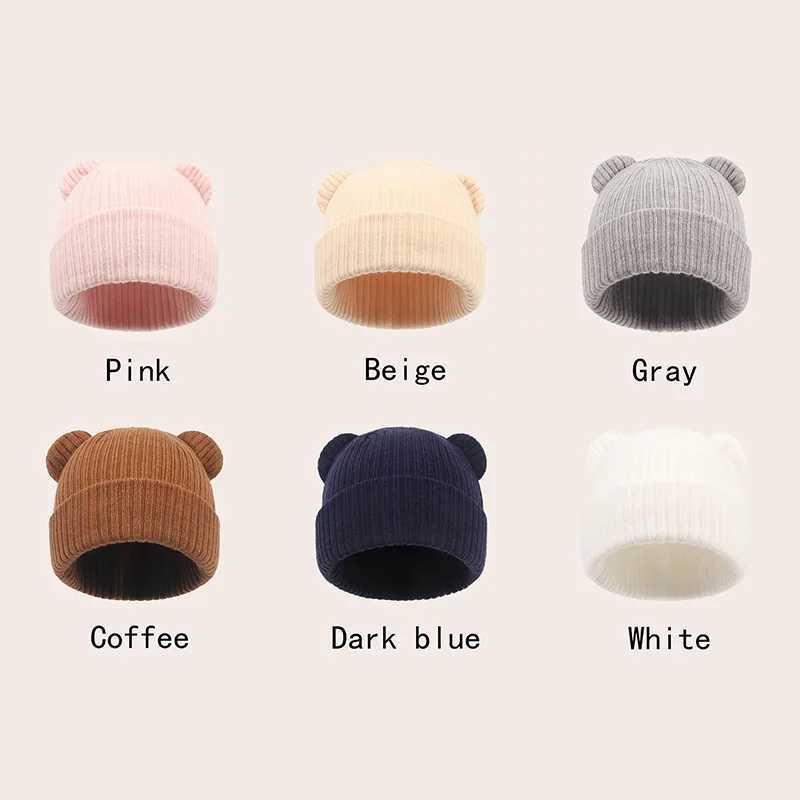 02year Baby Knitted Hat Kids Solid Color Woolen Pullover Cap Boys Girls Infant Winter Warm Beanies Basic Toddler Crochet Bonnet J251021