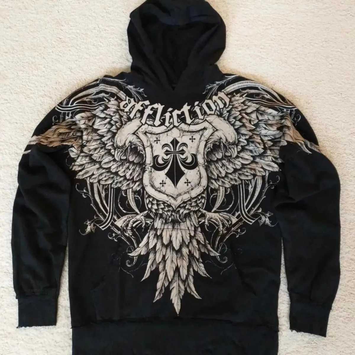 Fashionable European and American mens autumn Gothic skull print comfortable soft hooded sweatshirt outdoor street style top W251021