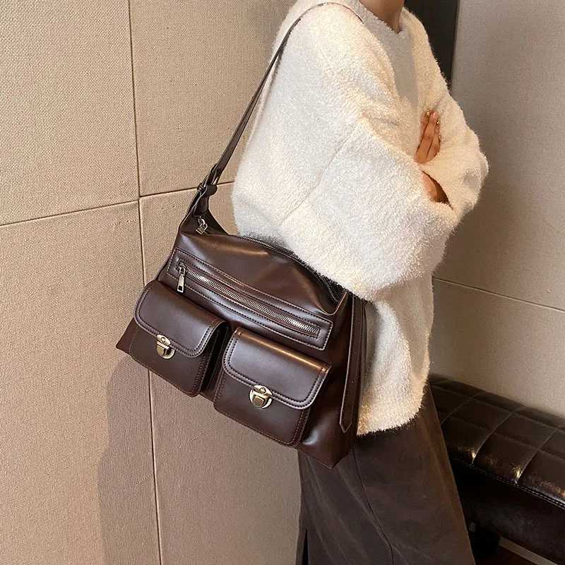 JIAERDI Vintage Brown Shoulder Bag Women Retro Pu Leather Soft Pocket Casual Handbag Female Moto Biker Y2k Handbags Aesthetic Z251018