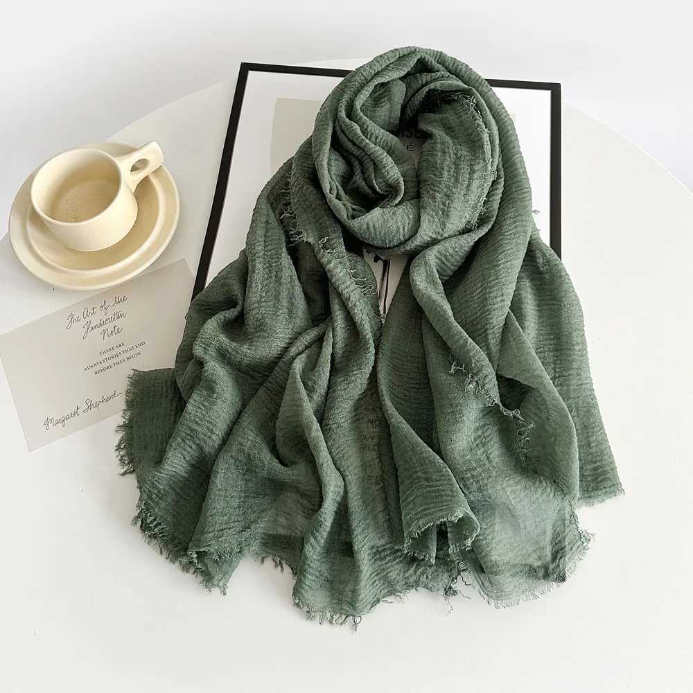 Women Cotton Linen Scarf Shawl Hijab Muslim Long Headscarf Scarves Head Wraps Solid Scarves Female Plain Head Scarf W251021