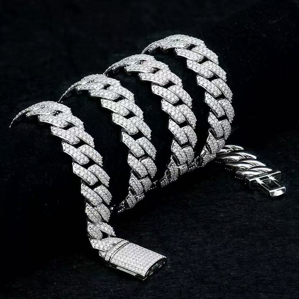 Stylish Iced Out Cuban Link Necklaces and Braclets Featuring Premium Diamon-like Simulated Stones