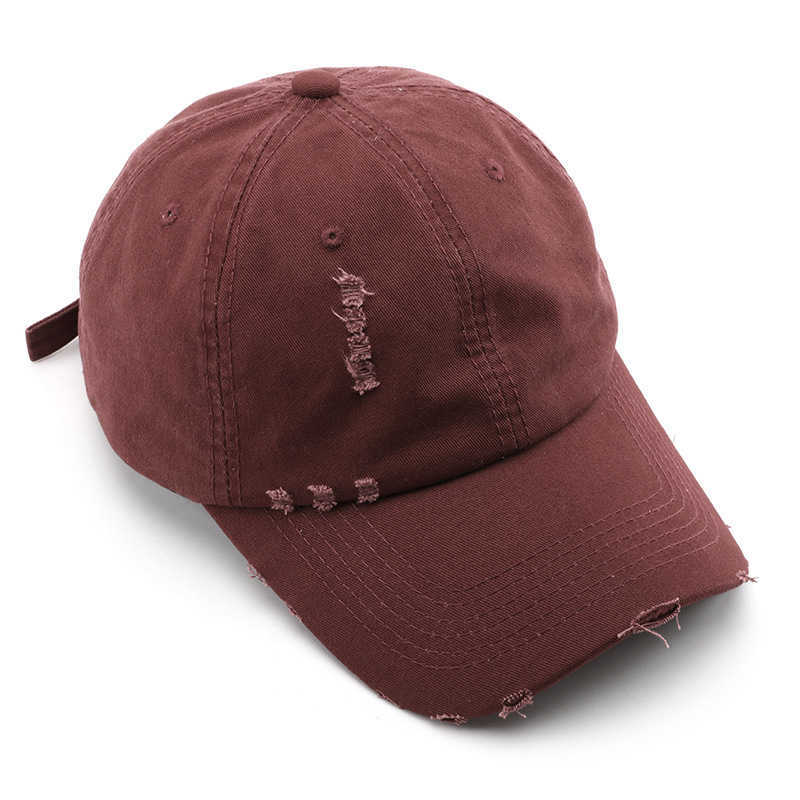 Womens Spring and Autumn Solid Color Distressed Baseball Cap Outdoor Mens Travel Personality Sun Protection Shade Baseball Cap H251020