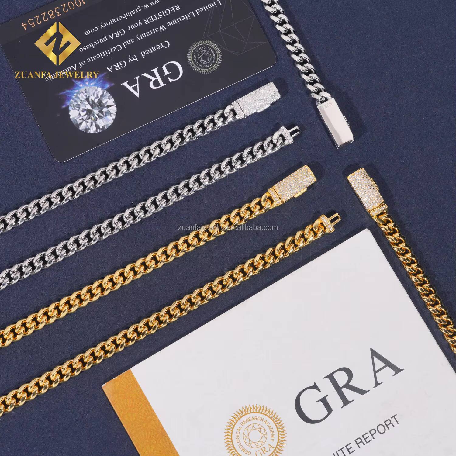 Stock 6mm 8mm Iced Out Man Hip Hop Jewelry 14k Gold Plated 316L Stainless Steel Moissanite Diamond Miami Plain Cuban Link Chain