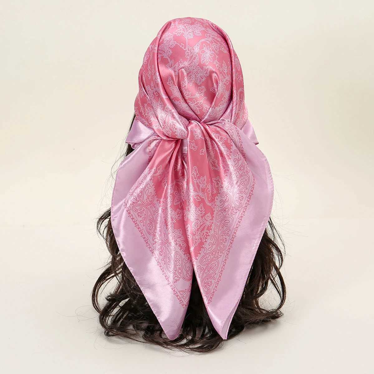 9090cm Printed Square Scarf Wen Silk Feeling Satin Wraps Line Foard band Luxury Designers Scarf Silk Bandana Hair WrapW251021