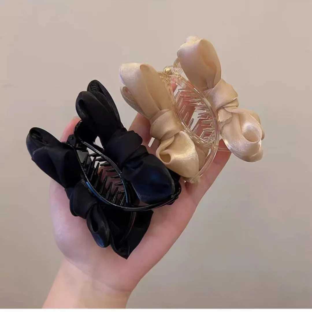 Elegant Bow Tie Hair Claws Clips Colored Ribbon Barrettes Hairpins For Girls Bun Women Hair Ponytail Clip Accessories HeadwearW254021