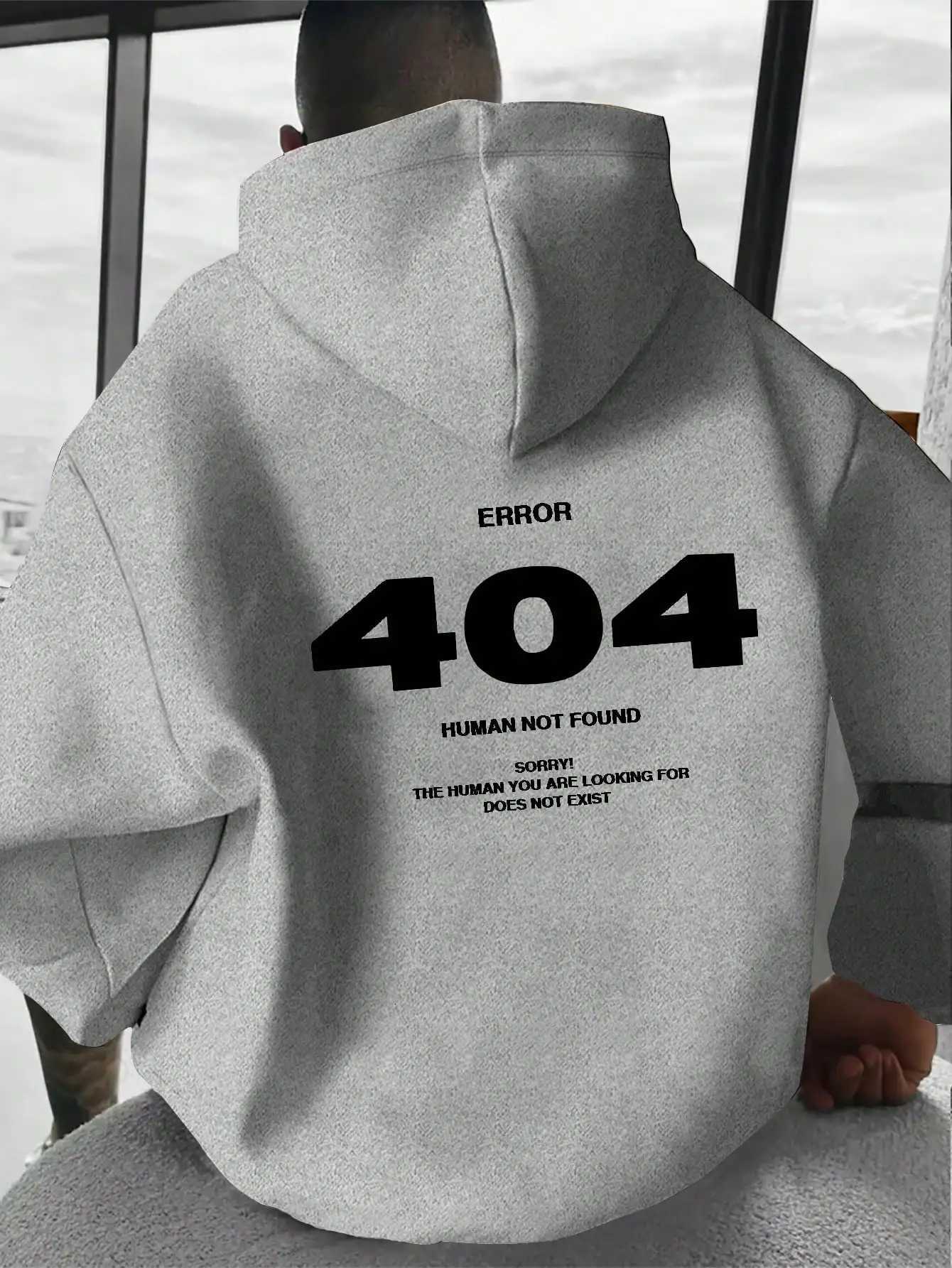 Mens hiphop hoodie Error 404 Human Not Found Mens hoodie with number print hoodie Sweatshirt W251021