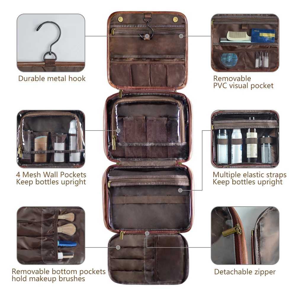 2024 new mens business pu wash bag large capacity highend storage partition waterproof makeup bag storage bagW251021