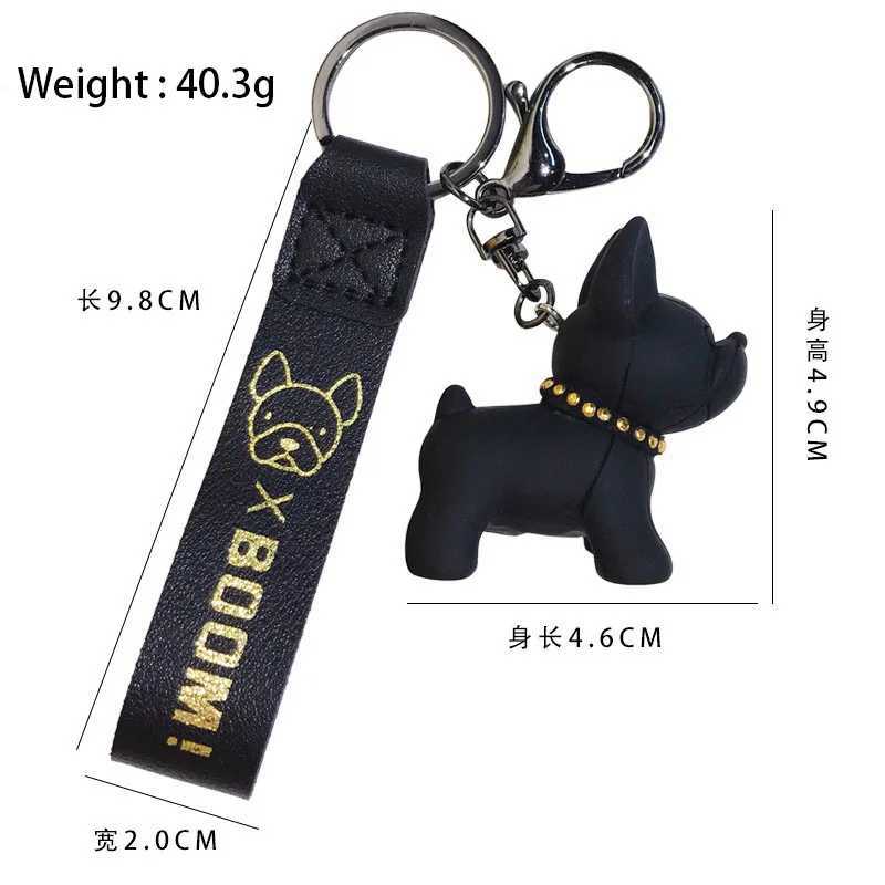 2024 Fashion Cool French Bulldog Keychain PU Leather Dog Keychains For Women Bag Pendant Jewelry Trinket Car Key Ring Key Chain W251021