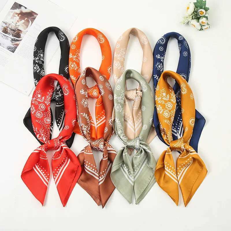 1 pcs 70X70 European and American Hot Sale Vintage Paisley Small Cashew Flower Satin Square Silk Scarf W251021