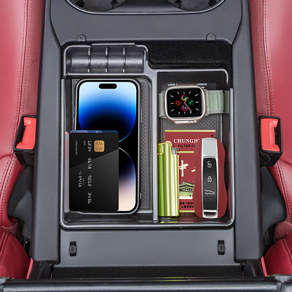 Car Central Center Console Organizer Tray Armrest Storage Box for Porsche Cayenne 2018-2023 Interior Accessories Gear Shift Panel Insert Box