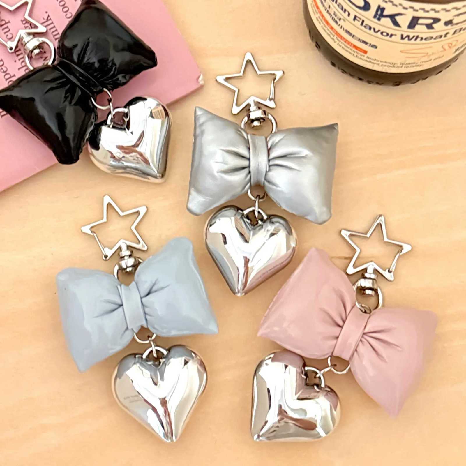 14 Pcs Lmitation Leather Bow Heart Pendant Bag Keychain Pendant Versatile Small Ornament W251021