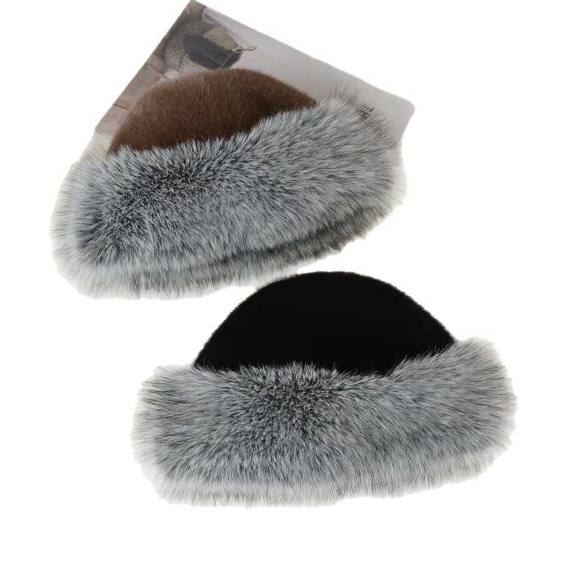 2025 New Label Hat for Women Autumn and Winter Fisherman Hat Warm Brimless Faux Mink Fur Plush H251020