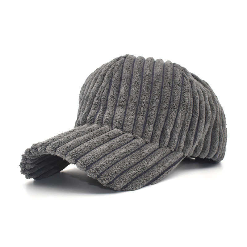 New Autumn Winter Hat Women Baseball Cap Striped Corduroy Street Casual Duckbill Cap Trendy H251020