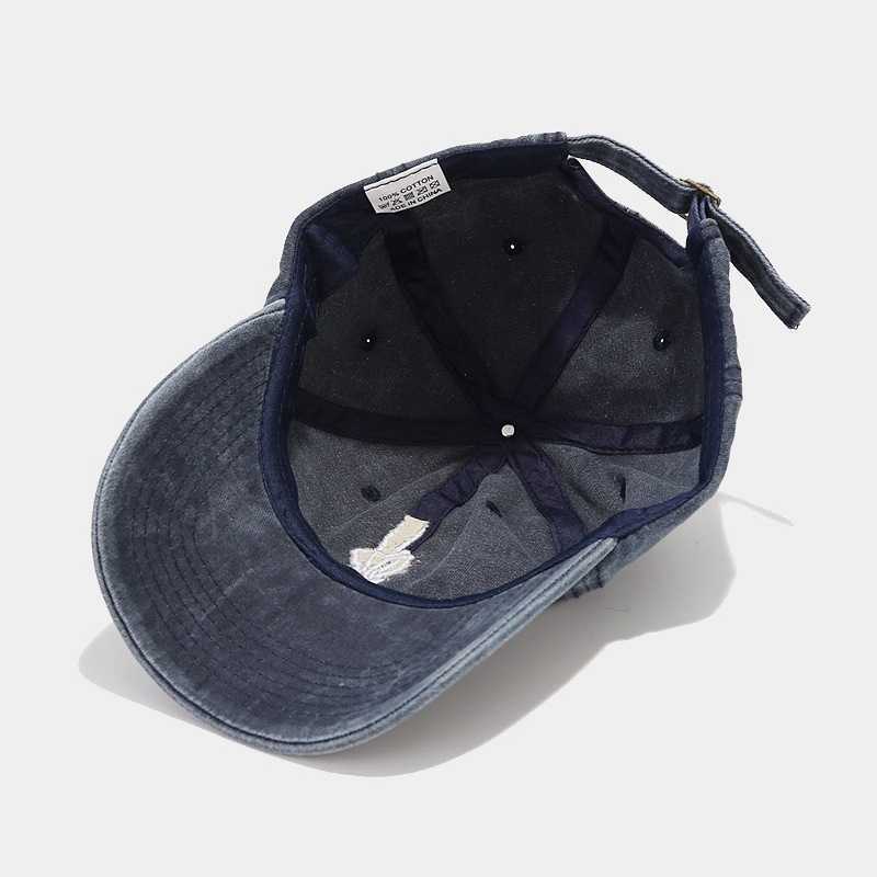 New Skull Finger Embroidery Baseball Cap Trendy Washed Vintage Soft Brim Duckbill Cap H251020