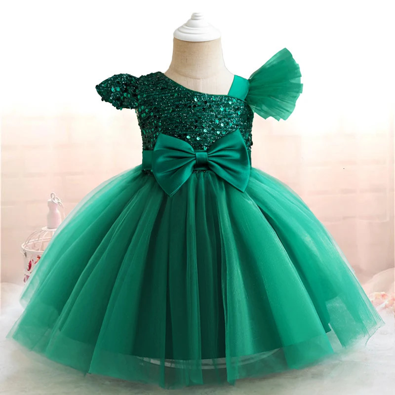 Toddler Baby Sequin Party Dresses Baptism Wedding 1 Year Birthday Bow Princess Dress For Baby Girl Tulle Bridemaid Gown Vestidos 251021