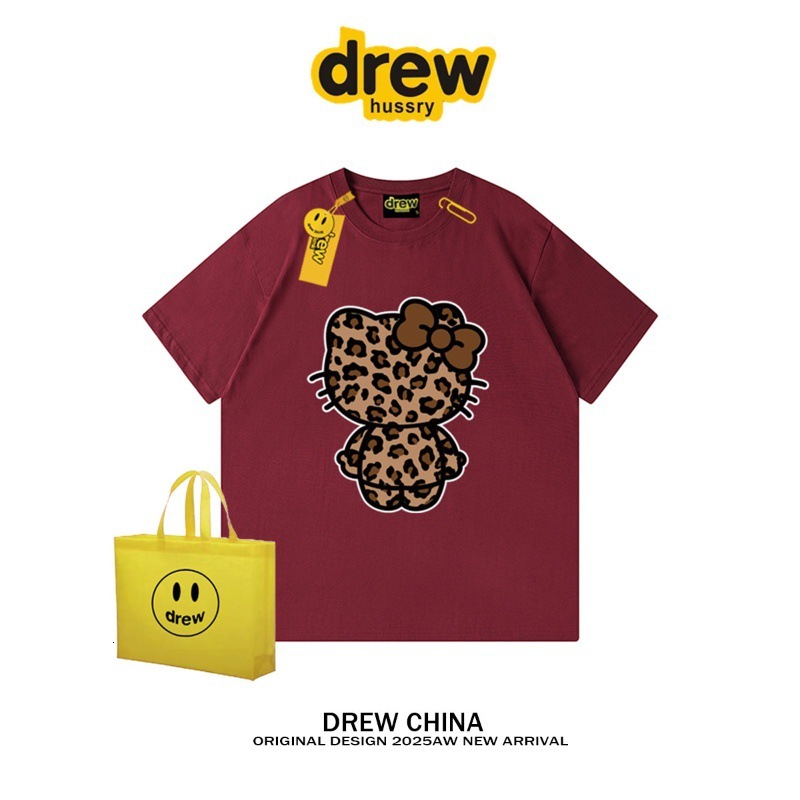 2025 American designer fashion leopard print autumn and winter retro loose luxury couple short sleeved T-shirt