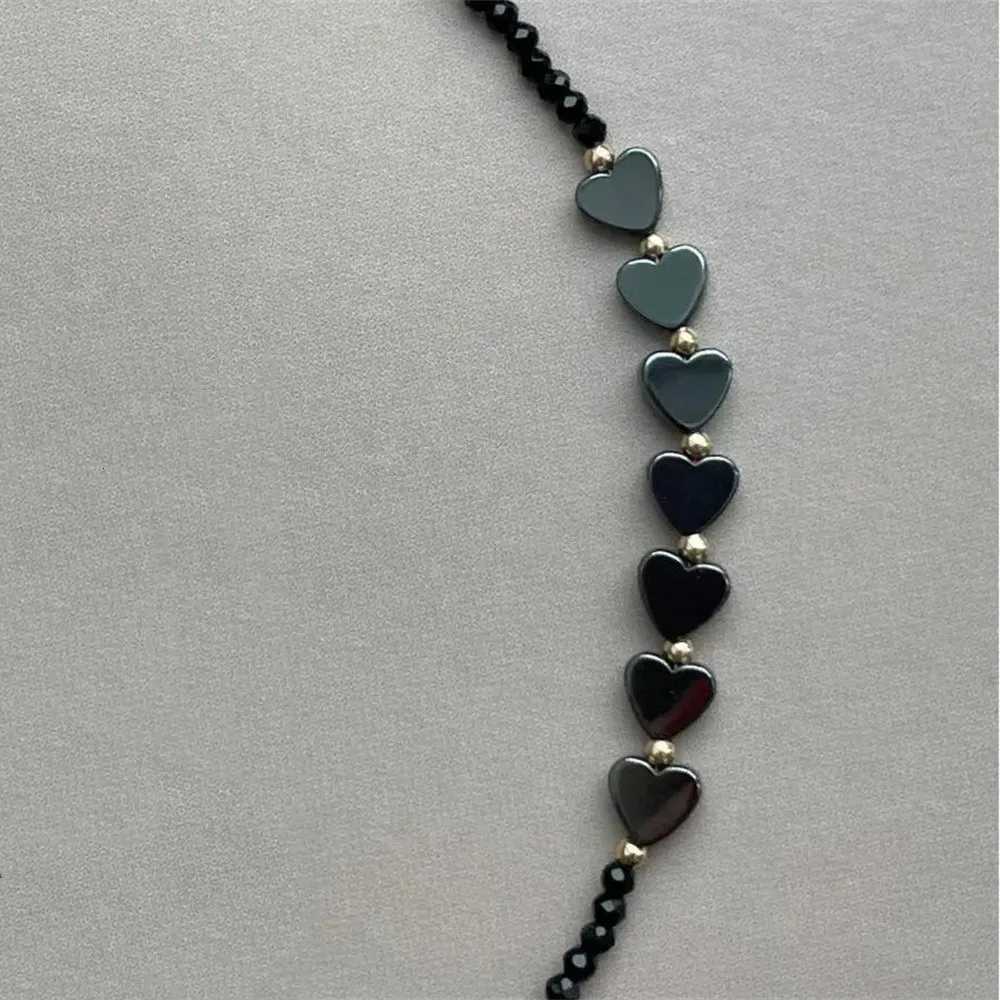 Fashionable Minimalist Black Gallstone HeartShaped Patchwork Crystal Beading Necklace for Womens Gift New2024XJ251018