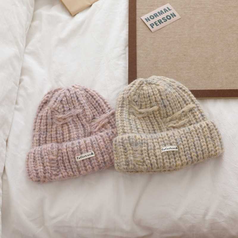 New Autumn Winter Slimming Winter Ear Protection Warm Stylish Versatile Casual Knitted Hat Beanie Large Head Circumference H251020