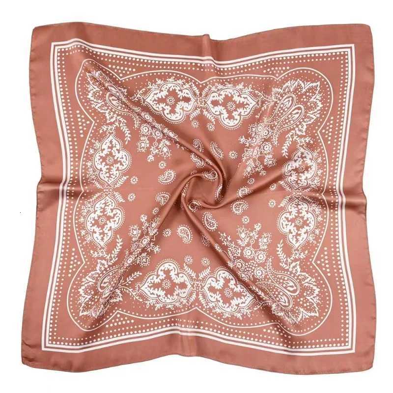 Women Scarf 70cm Black Hip Hop Bandana Kerchief Paisley Printed Hijab Headwear Wrist Hairwrap Square Scarves Print Handkerchief W251021