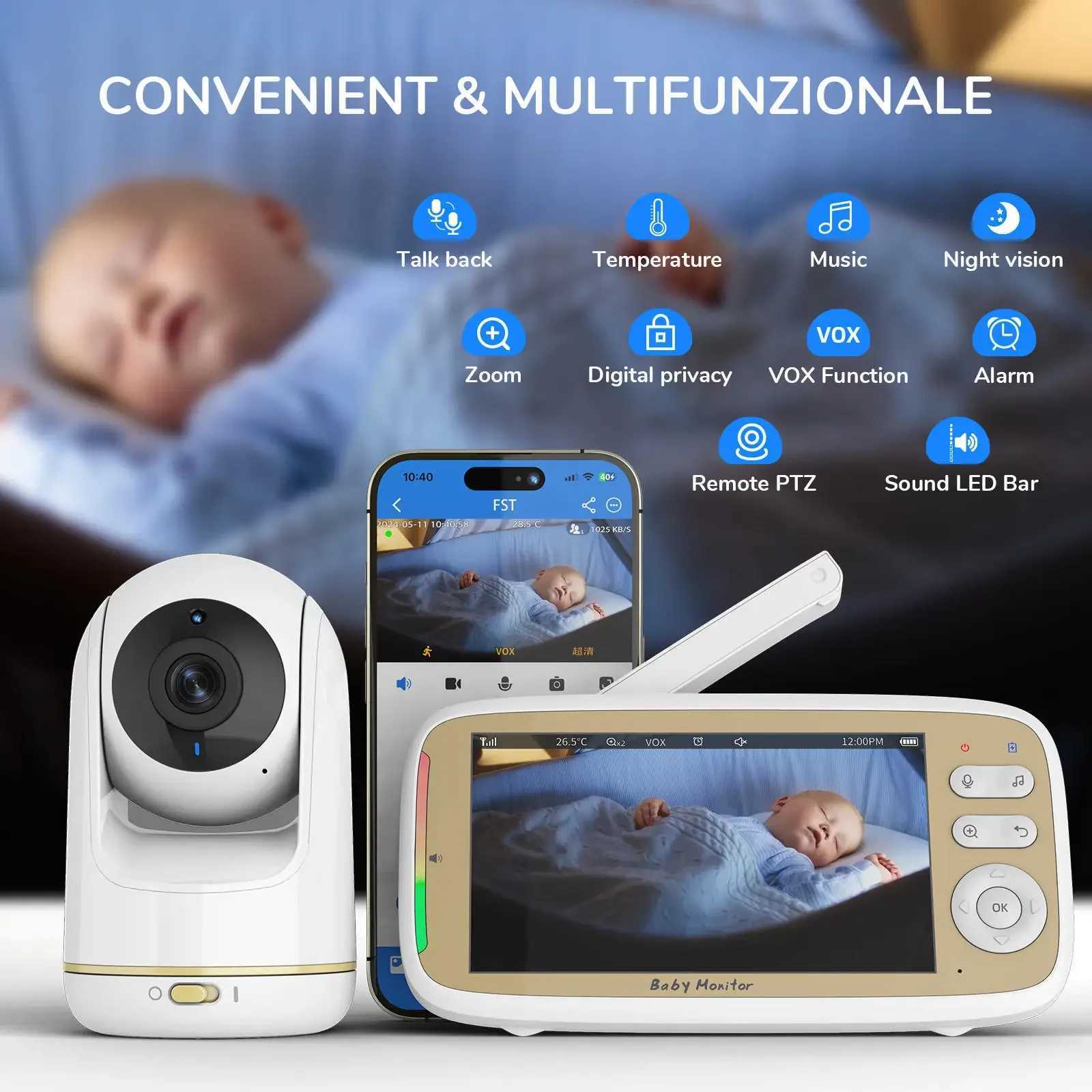 VB803 PRO HD 720P Baby Monitor Support Cell Phone APP Control Temperature Monitoring Nanny WIFI PTZ Babyphone Baby Newborn Thing J251121