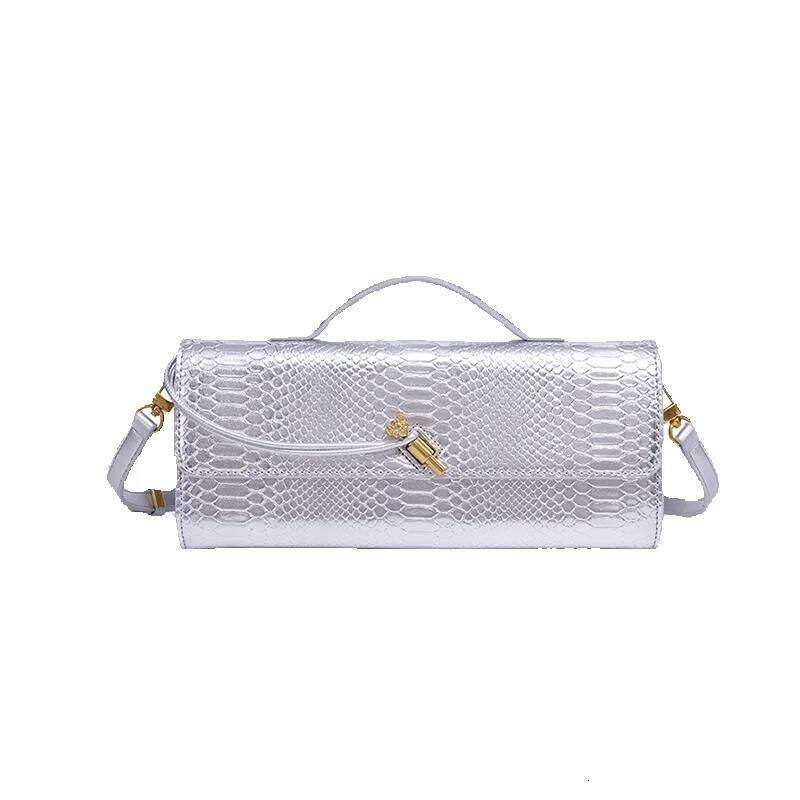 Snake Pattern Organ Horizontal Small Square Handheld Shoulder Crossbody Evening Bag For Women Portable Cowhide Woven Bag