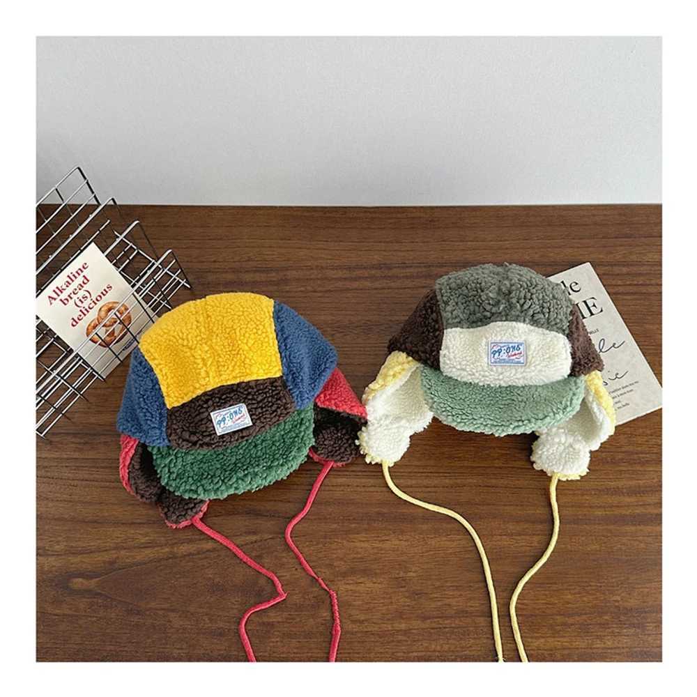 Winter Thickened Plush Ear Protection Bomber Hats For Children And Adults Outdoor Riding Warm Retro Contrasting Color Pilot Caps J251021