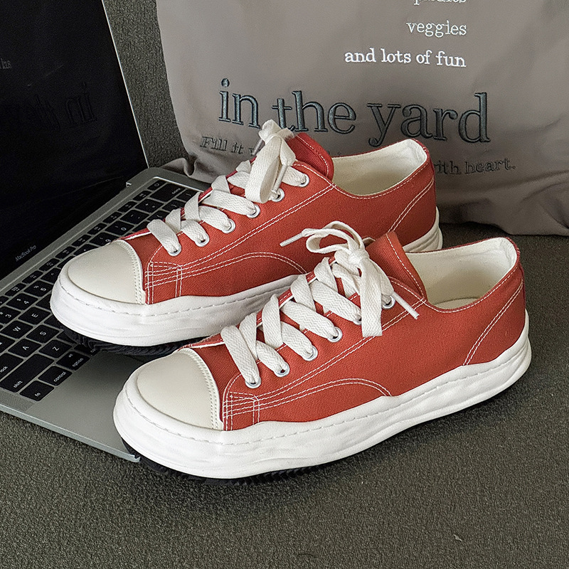 Men's shoes trendy shoes new black casual versatile canvas shoes Japanese platform niche dissolving shoe board shoes2025