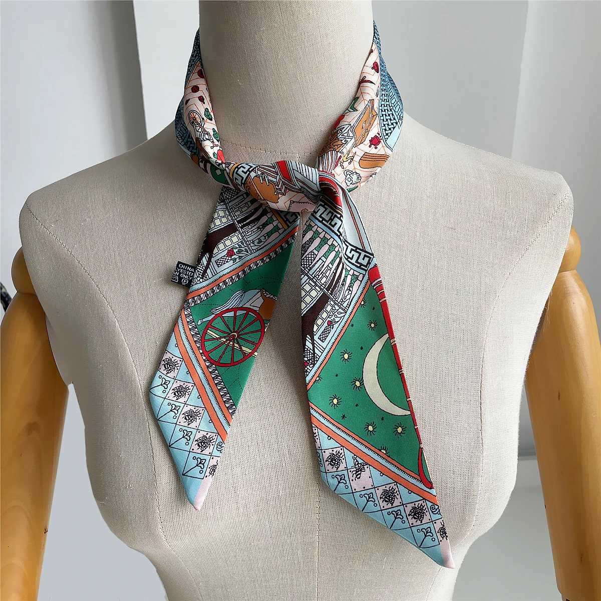 2024 Brand Design CarriageTwill Silk Scarf Luxury Fashion Scarf Women Foulard Skinny Bag Scarves Neckerchief Hair Headband W251021