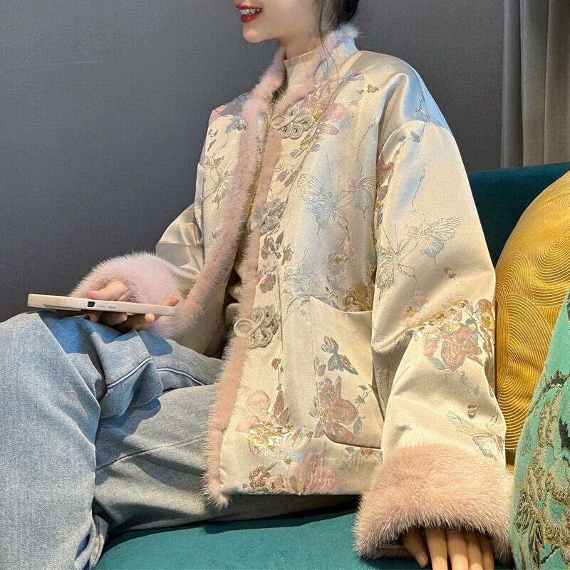 Style Coat Women's New Chinese Aesthetic Fashion Cotton - Warm Thickened Traditional Pattern Loose Fit Autumn Winter Trendy Outerwear
