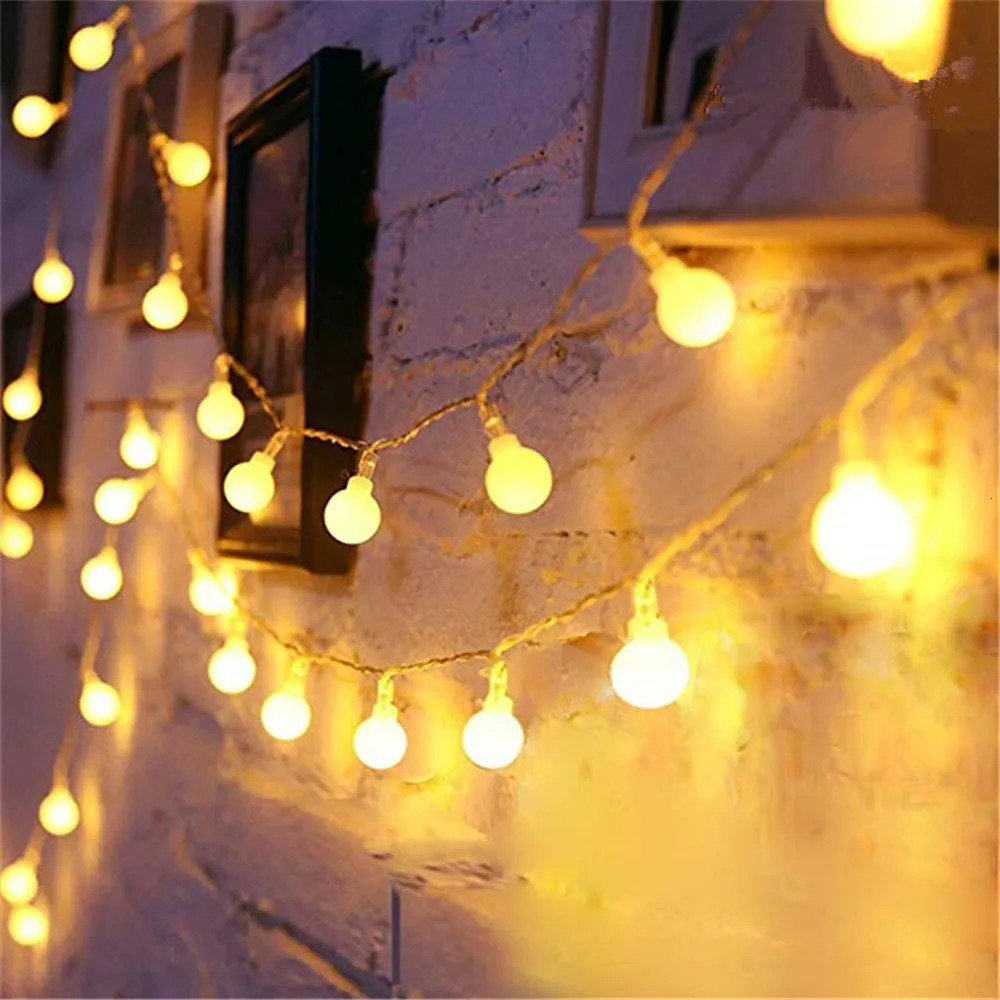 6M 10M USB Power 204080Ball LED String Lights Garland Lights Outdoor Lamp Wedding Garden Fairy Lights Christmas Decoration 251021