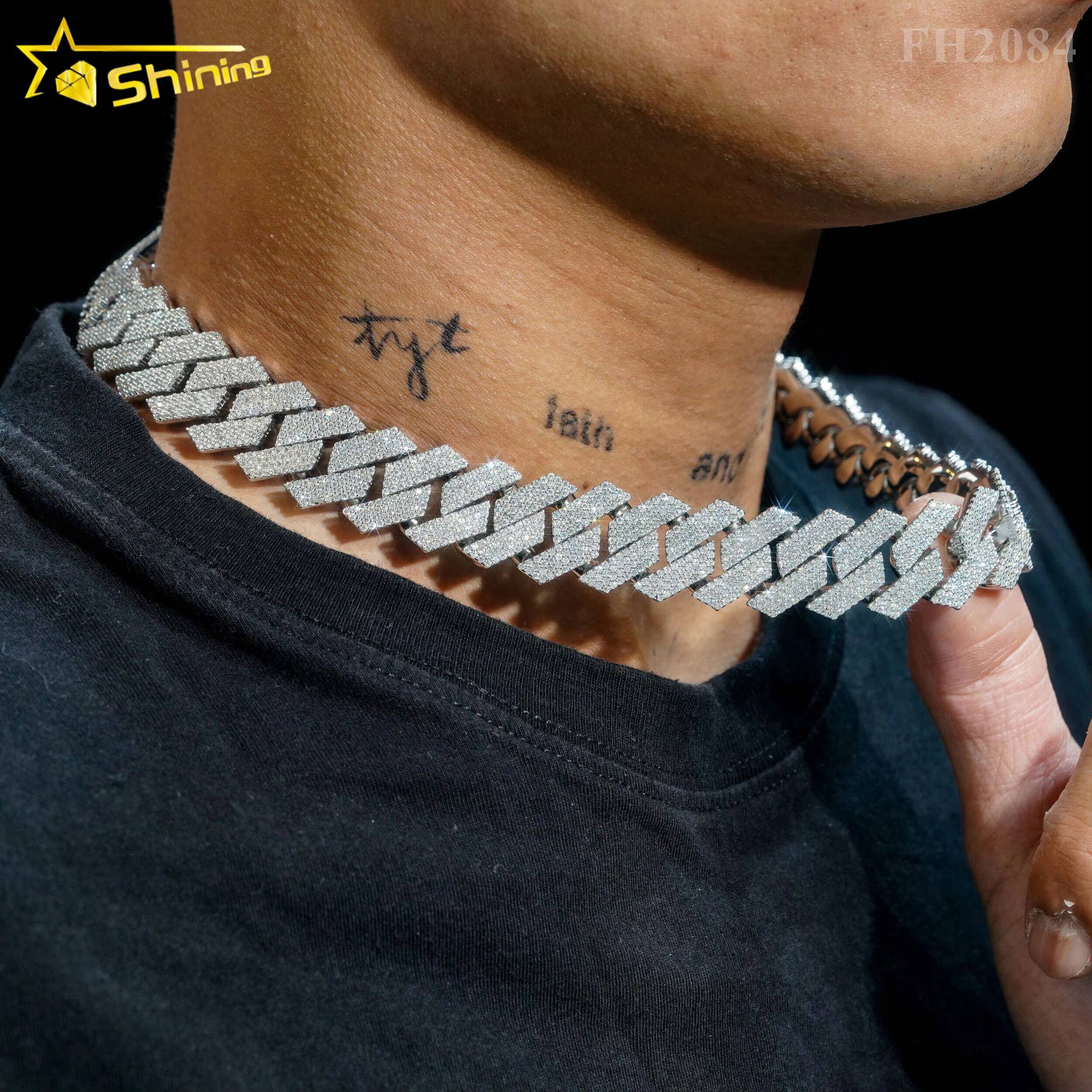 Big Size 20mm Wholesale Price Hiphop Jewelry Iced Out 925 Sterling Silver Moissanite Diamond Cuban Link Chain