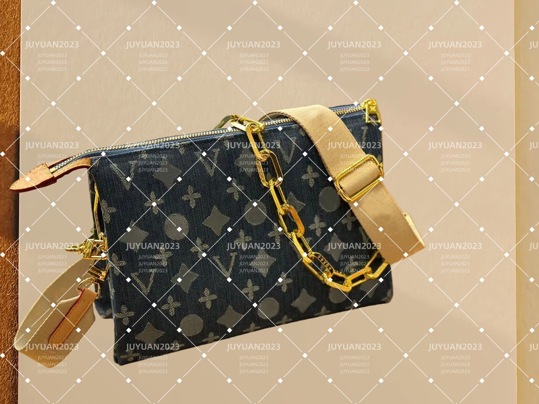 2025 New cousin pm Blue Denim Hug Bag Color Screen Printed Shoulder Bag Clutch Handbag Luxury Designer Bag Tote Bag Tote Bag Chain bag M57790