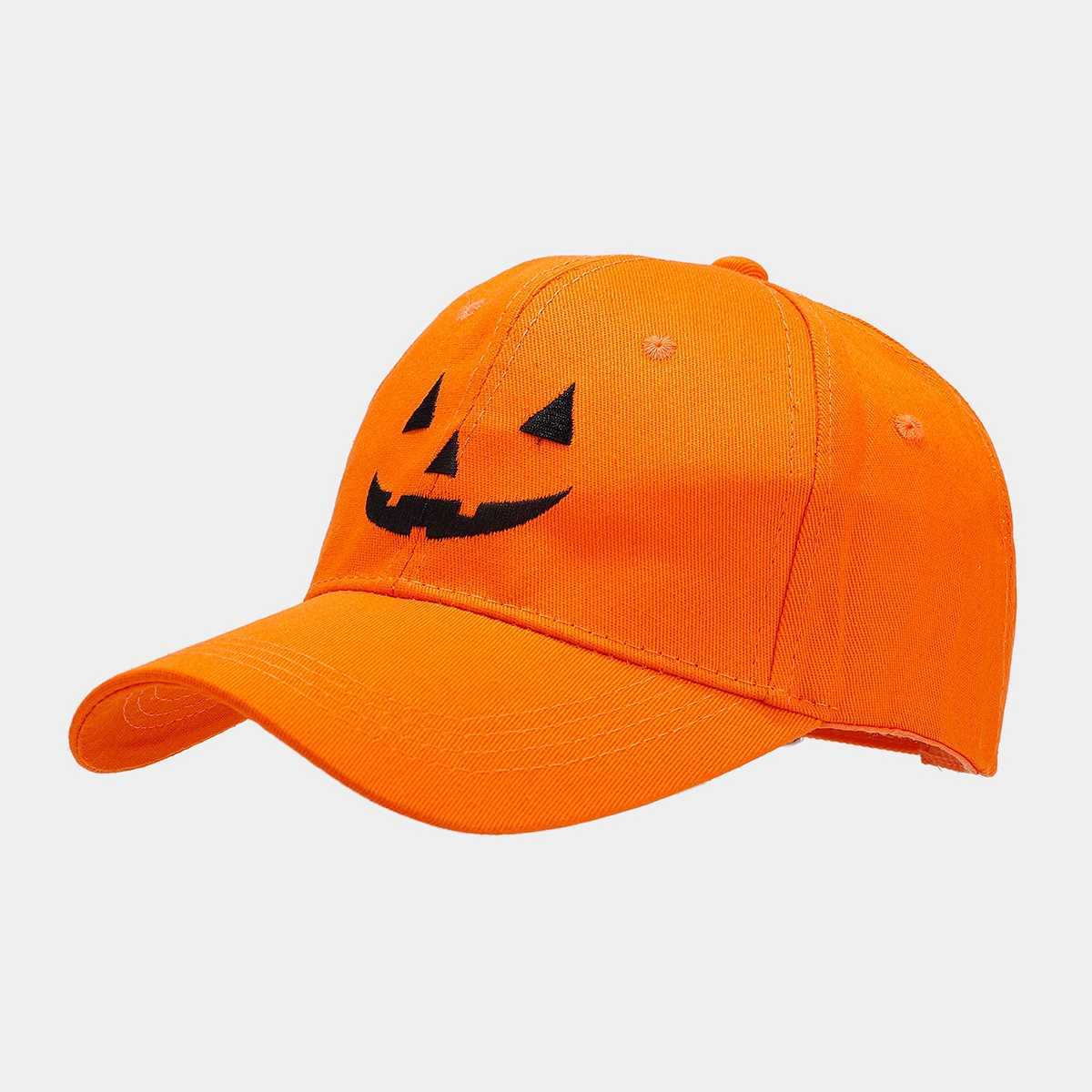 Quirky Personality Sunshade Sunscreen Curved Brim Pumpkin Skull Orange Baseball Cap Halloween Hat H251020
