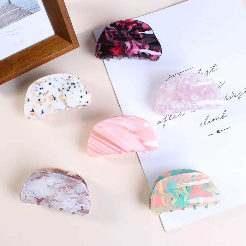 335 Inch Acetate Sheet Semicircular Shaped Hair Claws for Women Girls Trendy Printing Hair Clip Hair Clamps Hair AccessoriesW254021