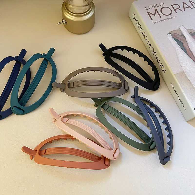 New Frosted Oval Hair Clips Elegant Women Solid Color Buckle Hairpin Versatile Outdoor Fashion Barrette Girls Hair AccessoriesW254021
