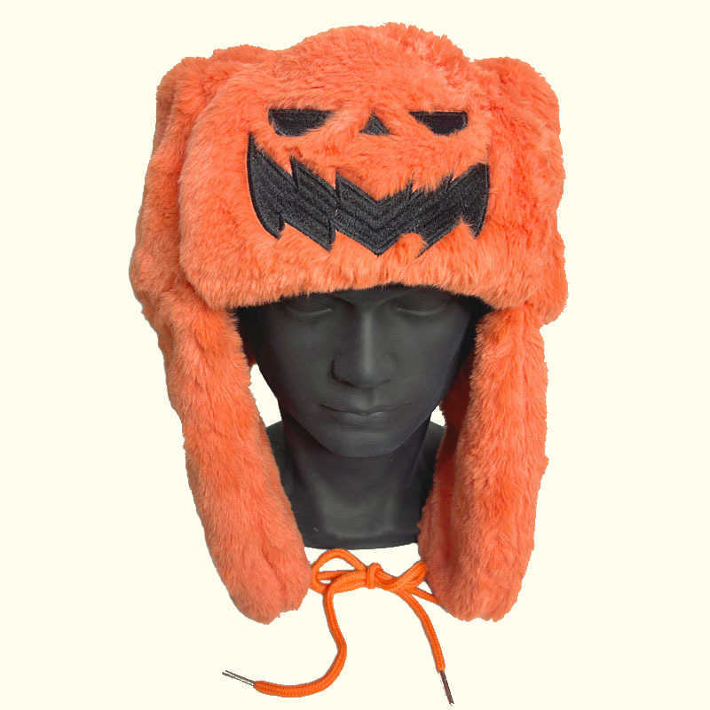 New Halloween Funny Costume Pumpkin Lantern Feng Hat Cartoon Cute Warm Ear Protection Plush Hat H251020