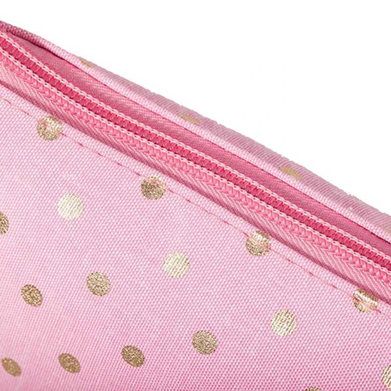 Casual Hand Carry Cosmetic Bag Waterproof Canvas Wavelet Dot Wash Storage PouchW251021