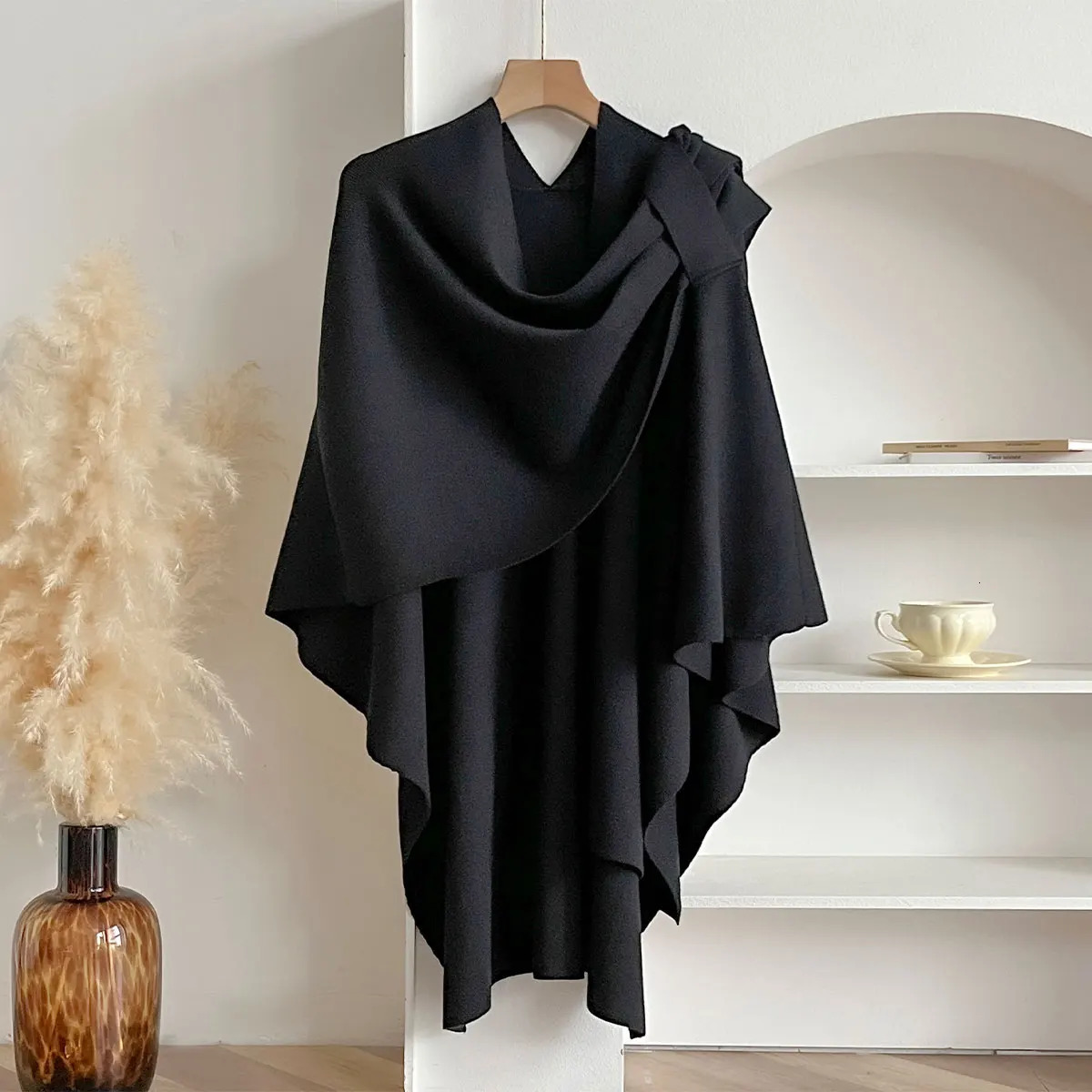 Women Poncho Winter Warm Solid Color Shawl Double Sided ner Blanket y Scarf Female Cloak Cashmere Pashmina Cape Stole 251021