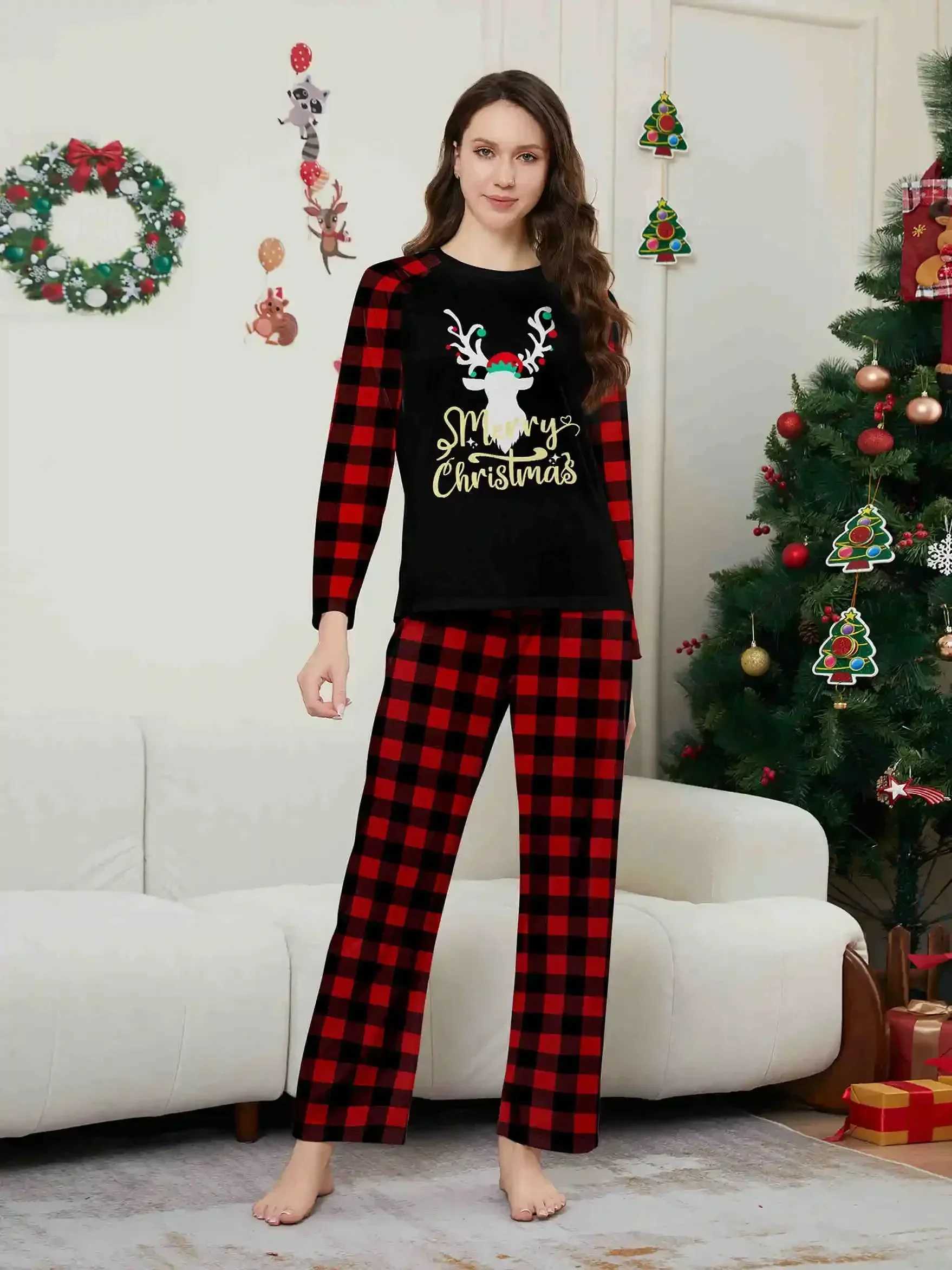 2025 New Family Pajamas Set Merry Christmas Plaid Print Mom Daughter Dad Son Matching Clothes Soft Cute Pyjamas Xmas Look Wear L251021AM1X