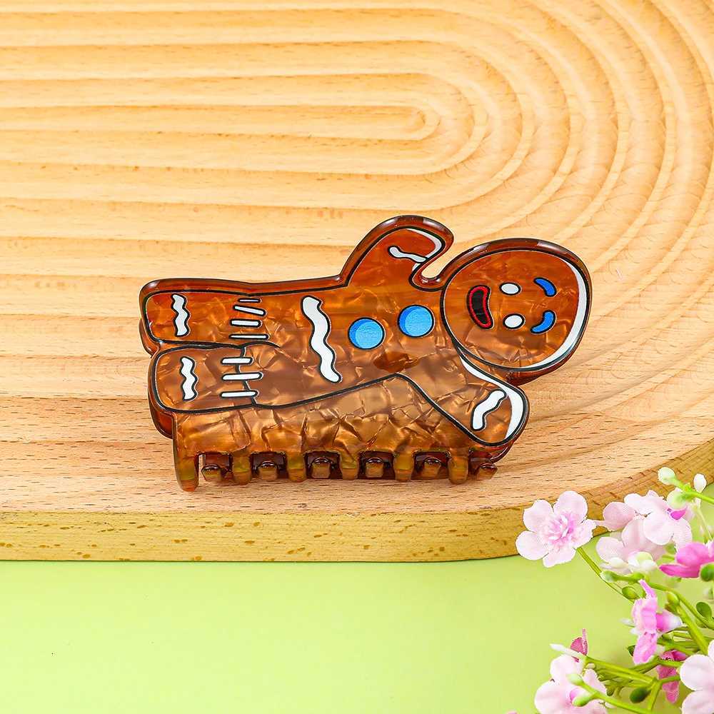 Cute Christmas Gingerbread Man Hair Claw Clip Adorable and Stylish Design Hair Grip Clip Fashionable Styling AccessoryW254021