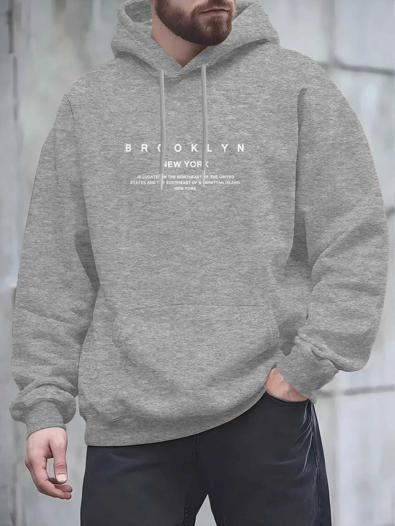 2025 autumn new mens hoodie BROOKLYN NEW YORK text printed adult casual long sleeved sweatshirt pullover W251021