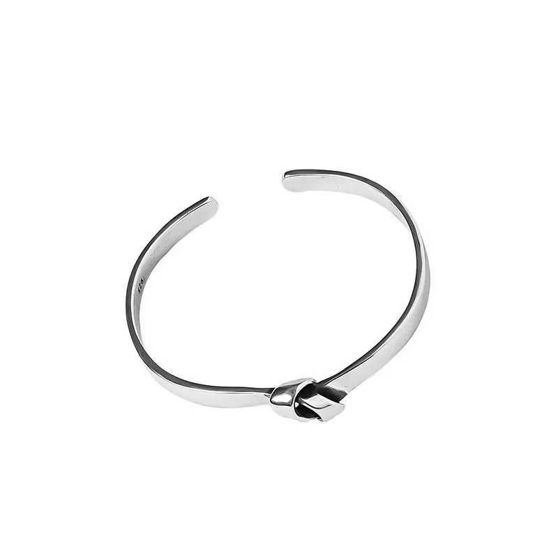 Foxanry Minimalist Silver Color Cuff Bracelets for Women Couples New Fashion Simple Knotted Geometric Party Jewelry Gift J251021