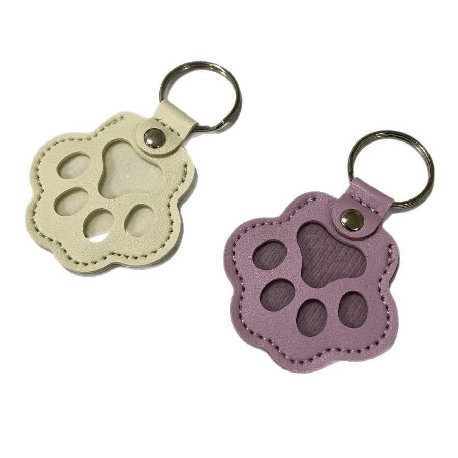 Exquisite Cute Cat Claw Keychain Creative Puppy Pet Hair Storage Bag Keyring PU Leather Dogs Paw Pendant Hanging Accessory W251021