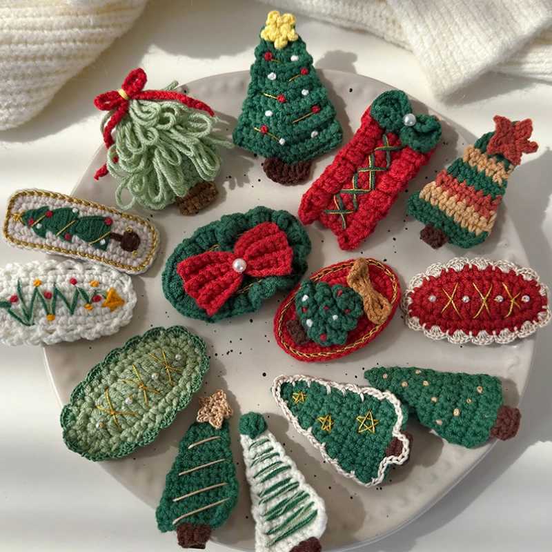 Christmas Series Hair Clips Winter Wool HairPins Christmas Tree BB Clips for Woman Girls Sweet Barrettes Children Cute HeaddressW254021